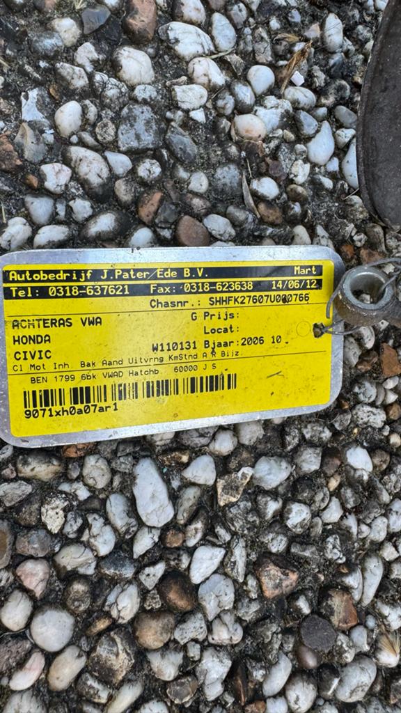 Achteras voor Honda Civic (2006-2012) - Gebruikt, Ophalen of Verzenden, Gebruikt, Honda