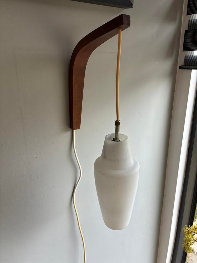 Vintage wandlamp teakhout, Ophalen of Verzenden