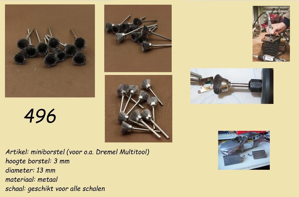 Metalen miniborstel voor o.a. Dremel-tool (496), Overige merken, Gelijkstroom, Brug, Tunnel of Gebouw, Nieuw