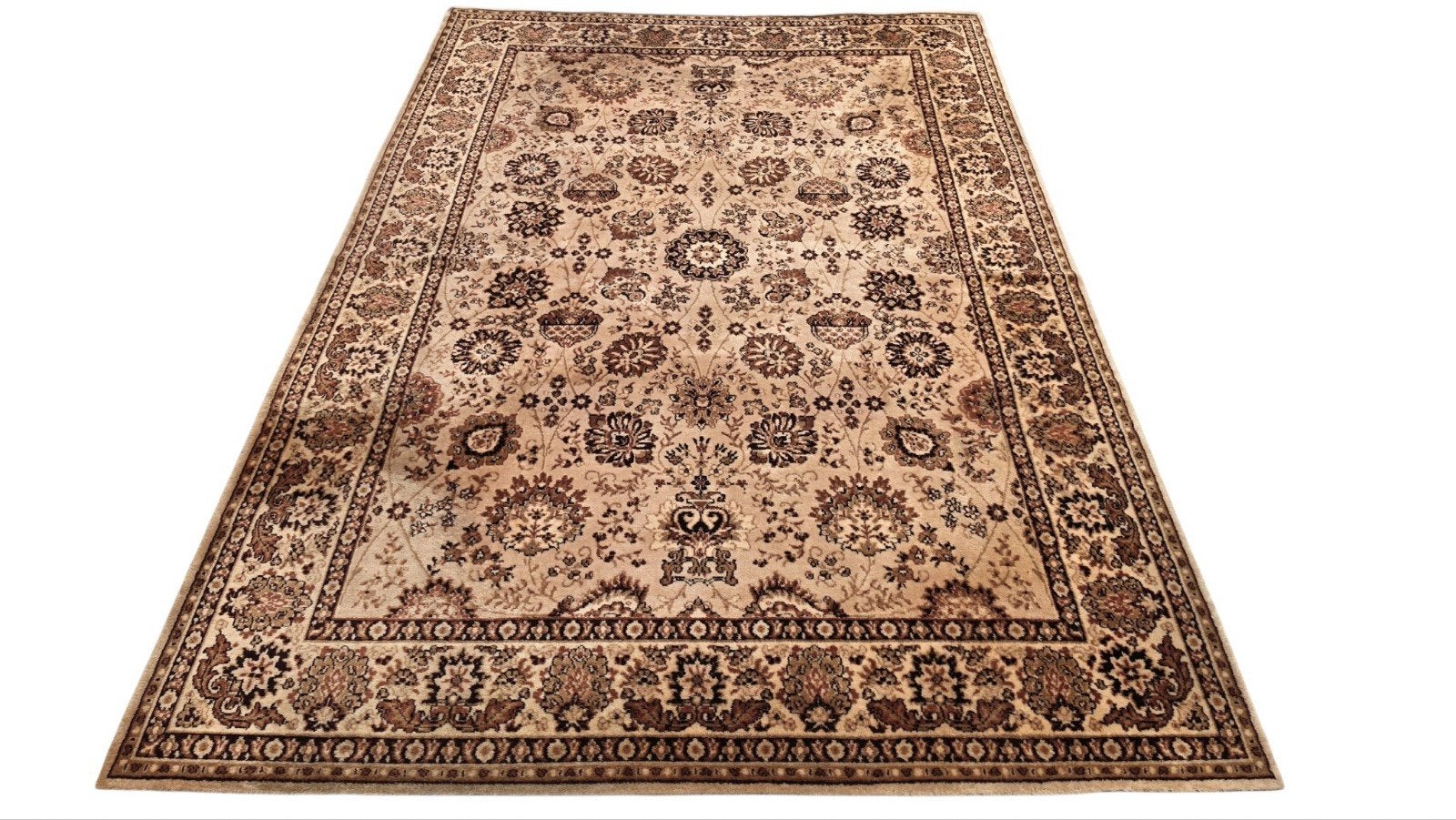 Vintage oosters wol Retro vloerkleed floral Beige 197x297cm, Gebruikt, Beige, 150 tot 200 cm, 200 cm of meer