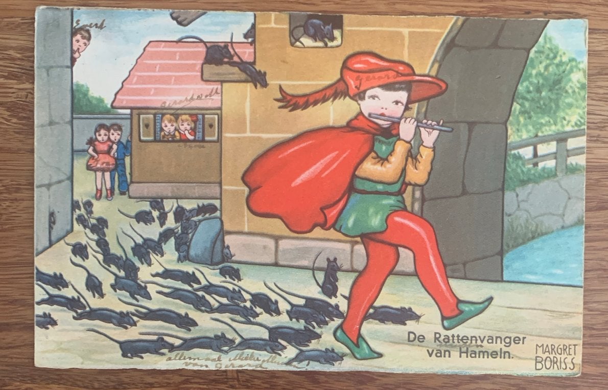Ansichtkaart De Rattenvanger van Hamelen Margret Boriss, Verzamelen, Ophalen of Verzenden, Voor 1920, Gelopen