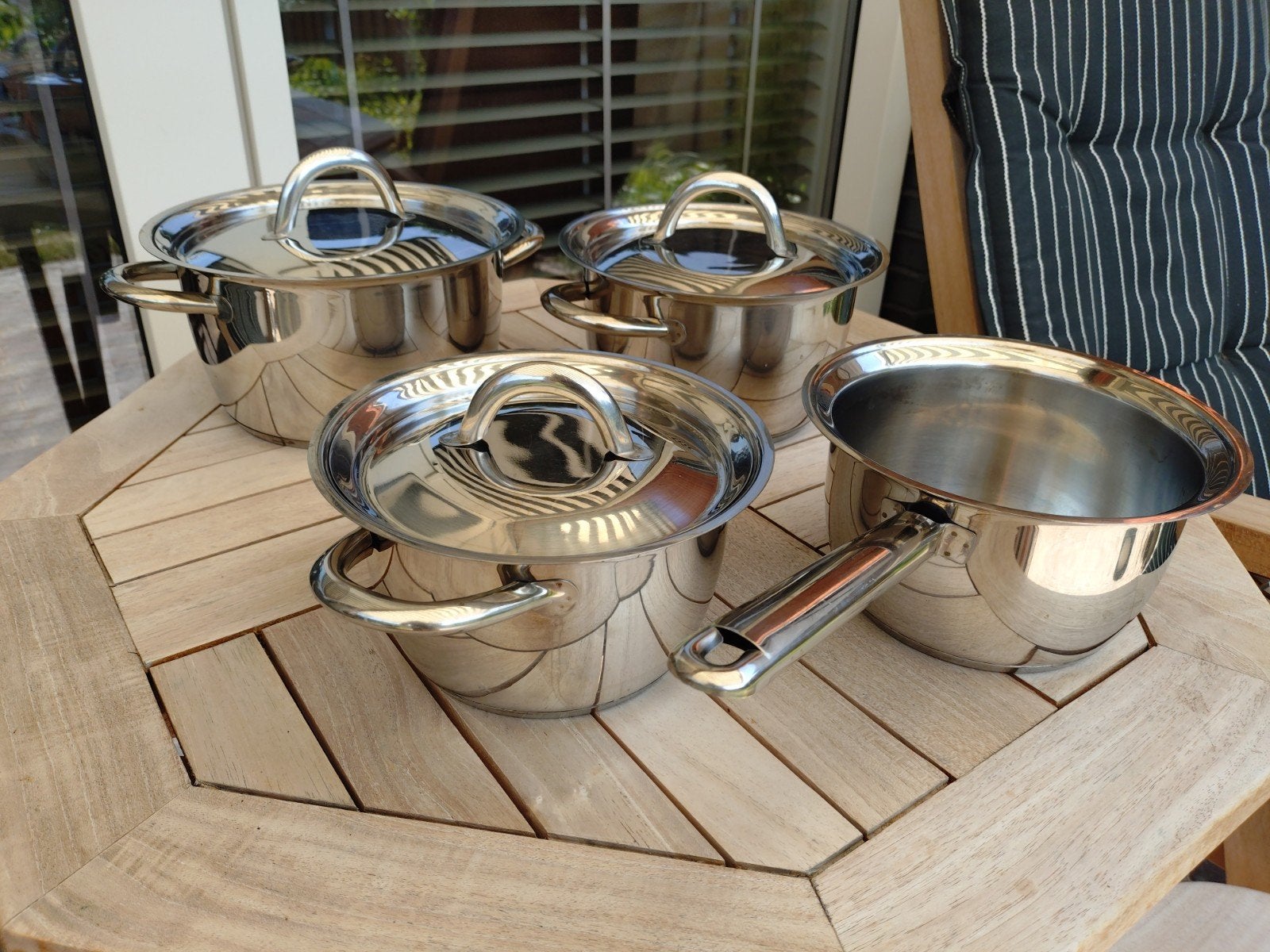 Sola Pannenset RVS - 4-delig met deksels, Ophalen, Gebruikt, Pannenset, Rvs
