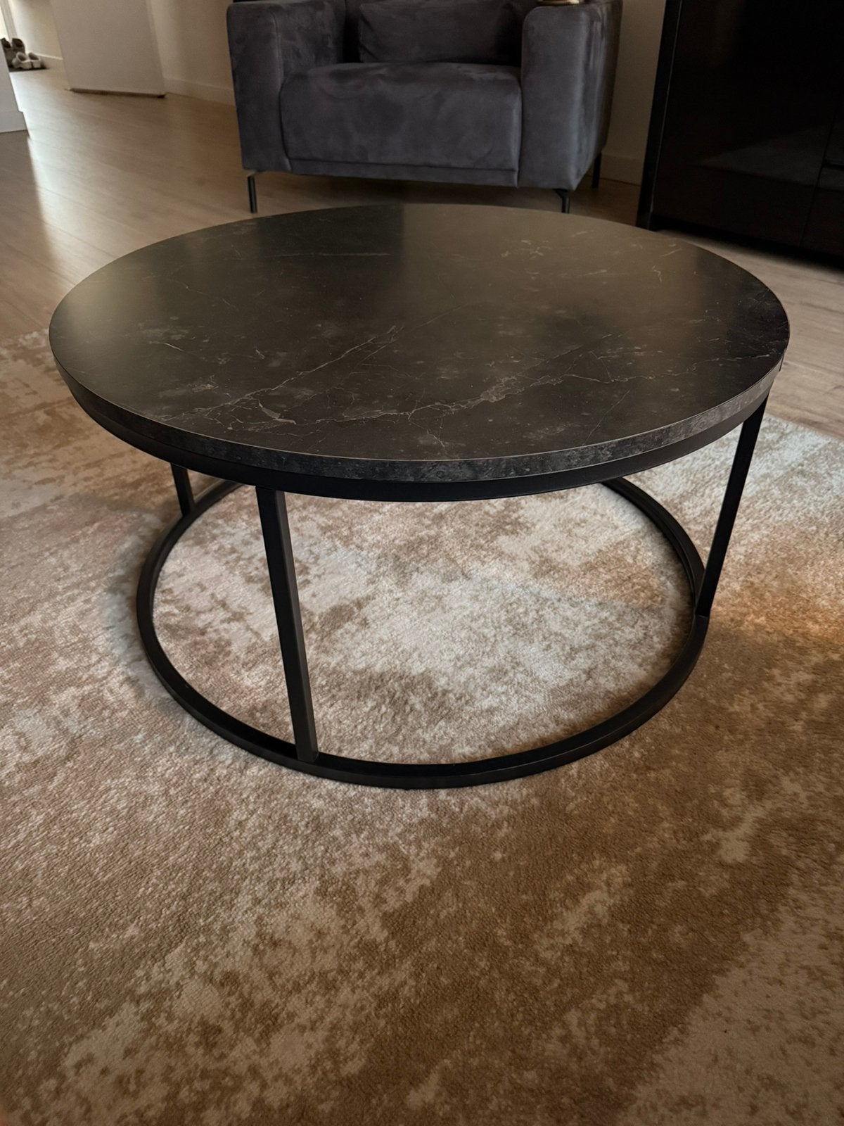 Salontafel MarmerLook, Ophalen, Zo goed als nieuw, Rond, 50 tot 100 cm