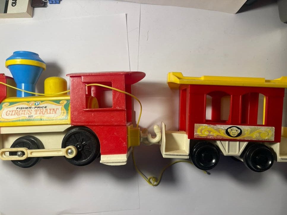 Vintage Fisher-Price Circus Trein 991 - Duw/Trek Speelgoed, Kinderen en Baby's, Speelgoed | Fisher-Price, Verzenden, Gebruikt