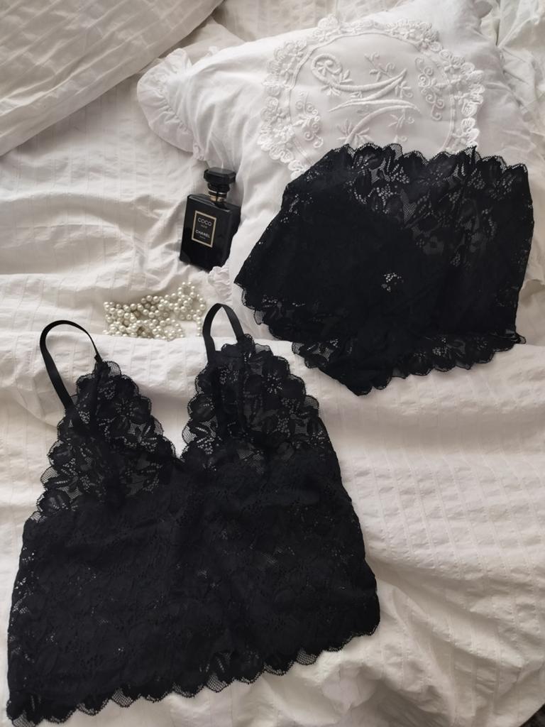Nieuw zwart kant Lingerie setje L, Ophalen of Verzenden, Zwart