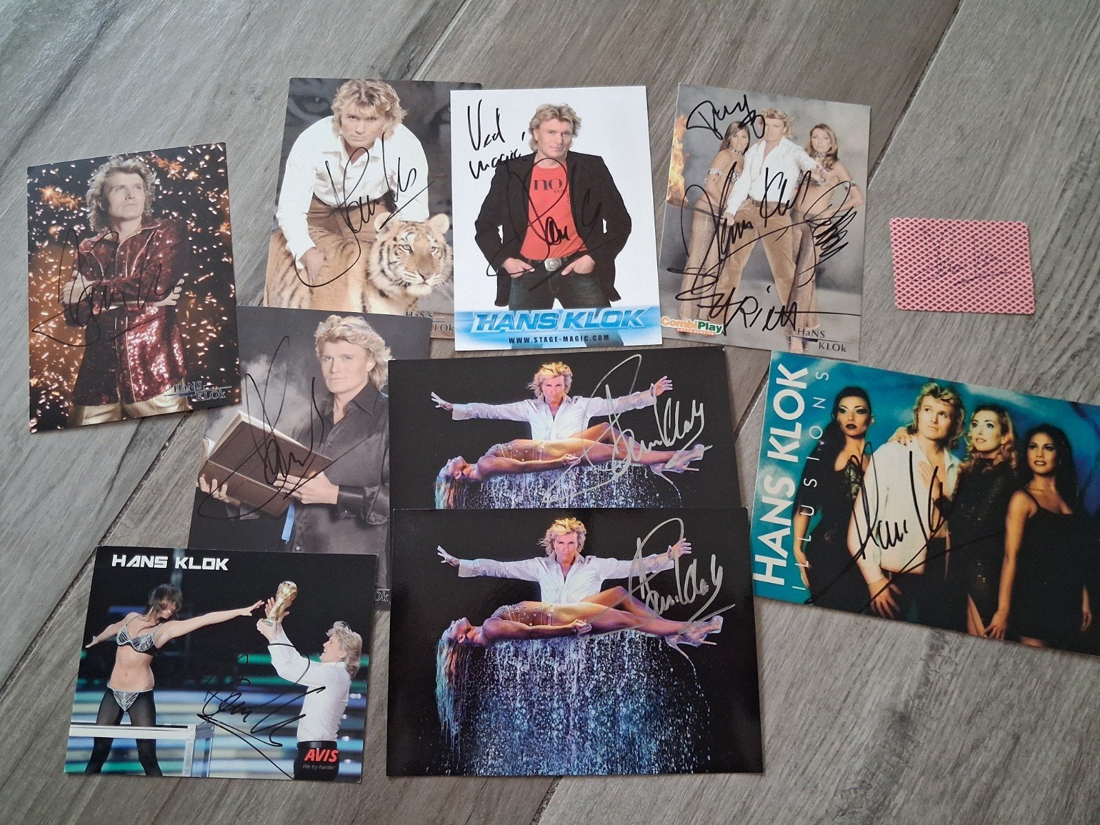 9 fotokaarten Hans Klok, Verzamelen, Ophalen of Verzenden, Foto of Kaart, Gesigneerd