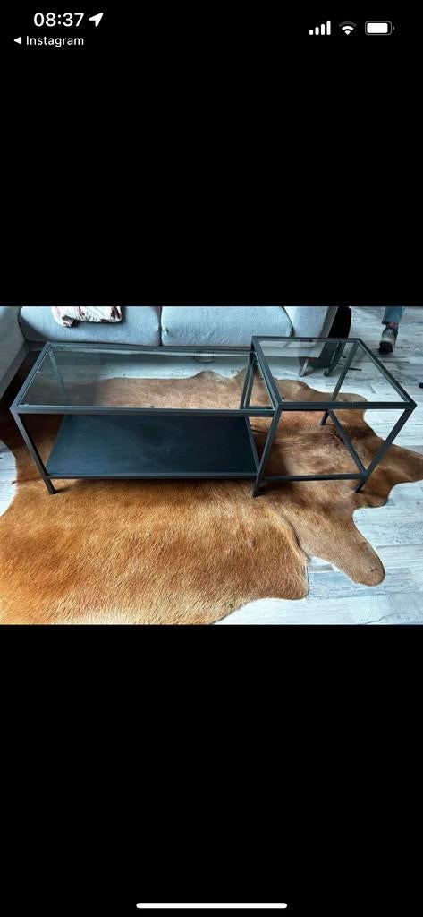 IKEA VITTSJÖ Salontafel set, zwartbruin/glas, Huis en Inrichting, Tafels | Salontafels, 50 tot 75 cm, Rechthoekig, 50 tot 100 cm
