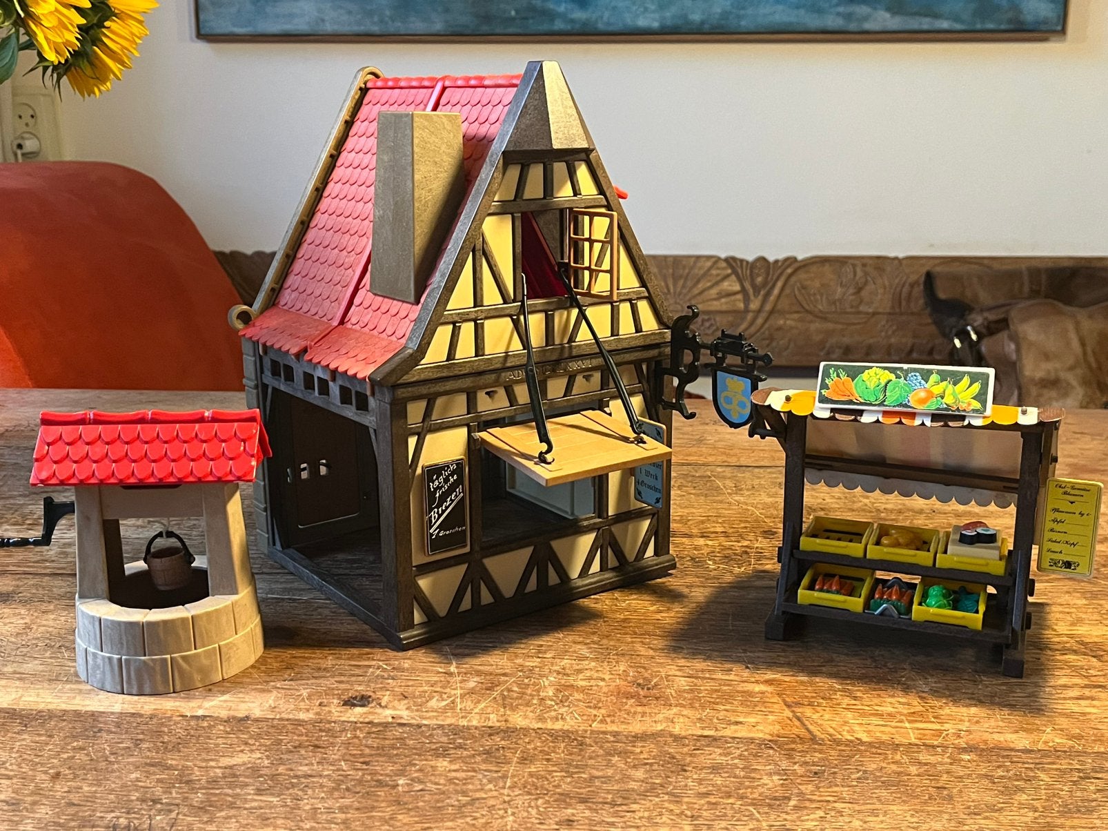 Vakwerk-huisje/markthal/bakkerij, groentenkraan en waterput, Ophalen of Verzenden, Zo goed als nieuw