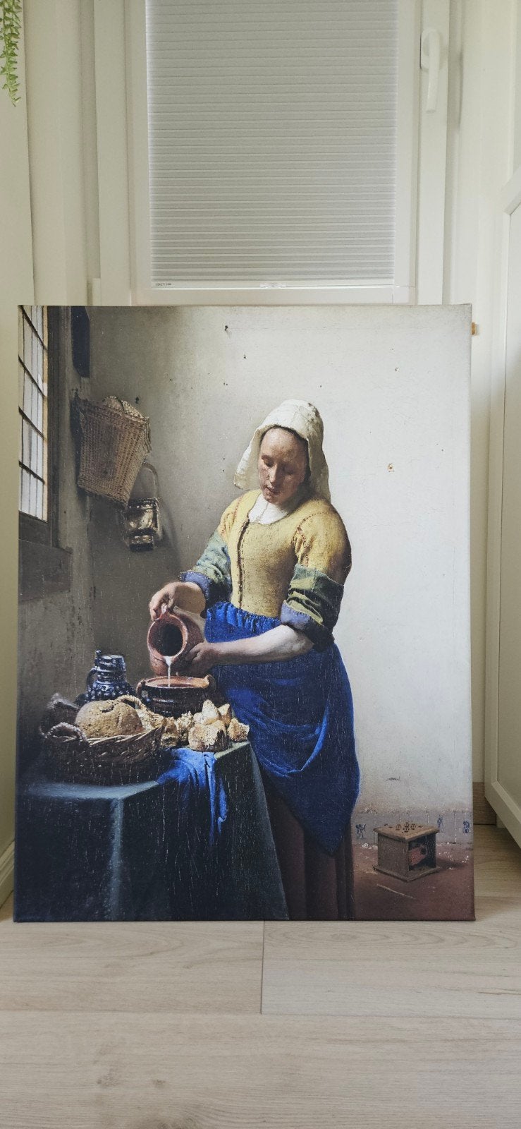 Canvas schilderij Het Melkmeisje van Johannes Vermeer, Ophalen, 50 – 75, Nieuw, Schilderij