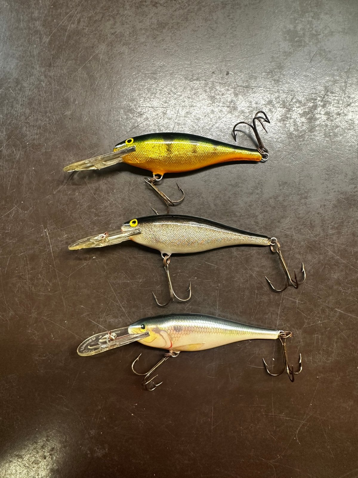 3x Rapala Deep Diving Shad Rap 9cm te koop., Watersport en Boten, Ophalen, Zo goed als nieuw, Overige typen