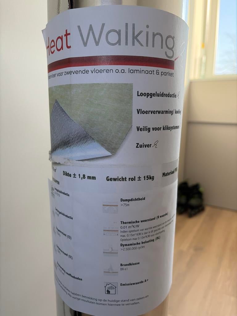 Ondervloer Heat Walking voor laminaat & parket, Ophalen, Overige typen, Nieuw, 10 m² of meer