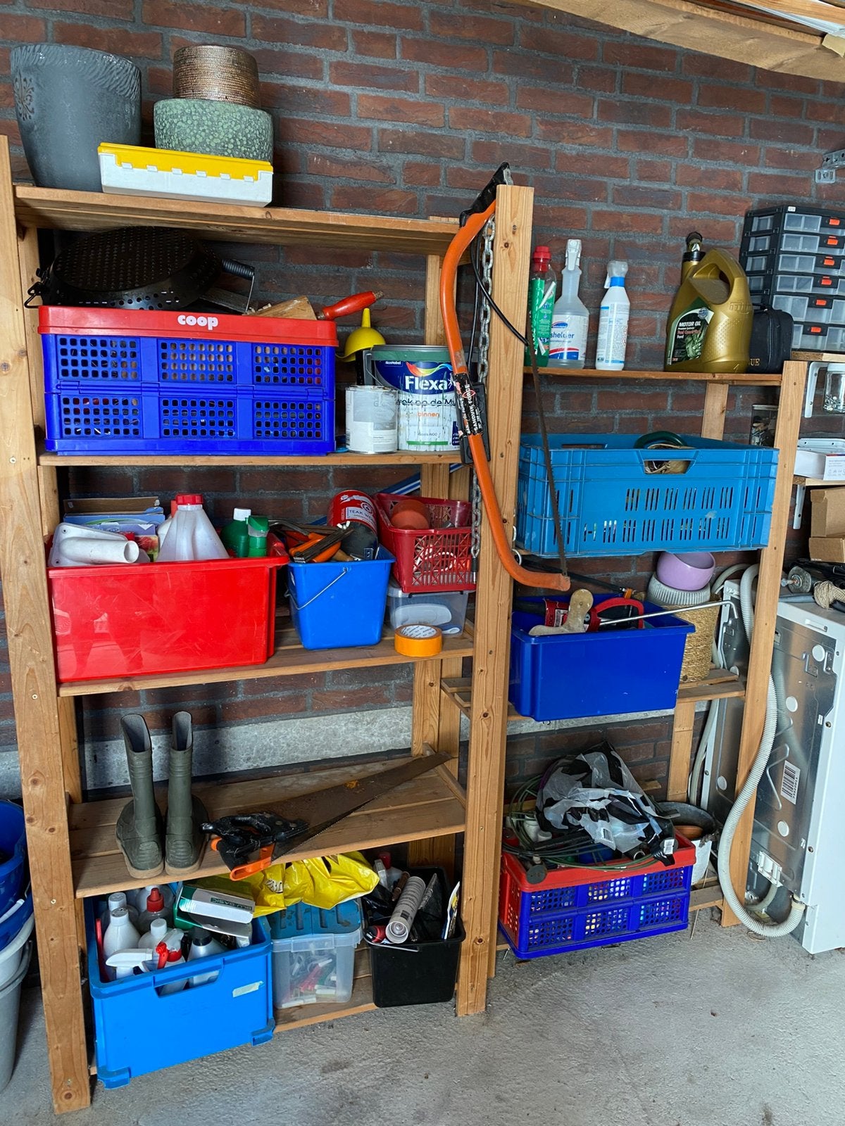 Stevige houten voorraadrekken voor garage/voorraadkast etc., Ophalen, Gebruikt