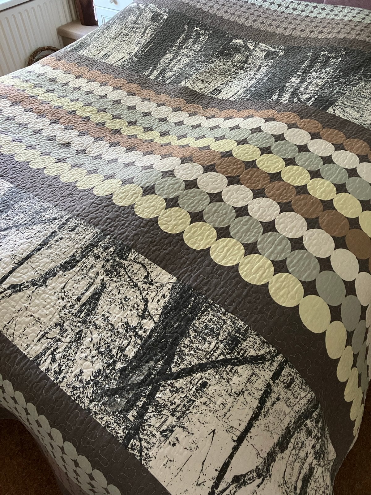 Doorgestikt sprei 250x250 cm - Dubbelzijdig bruikbaar, Gebruikt, Ophalen of Verzenden, Dubbelzijdig bruikbaar, Sprei
