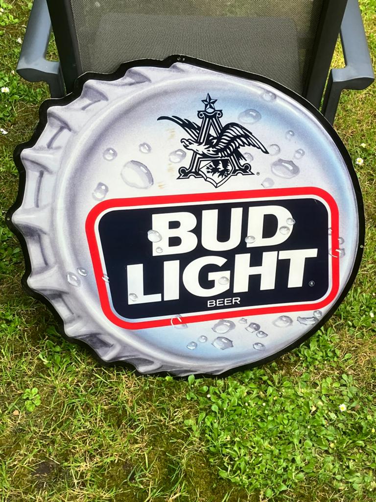 Vintage aluminium reclamebord budweiser geen emaille bord, Verzamelen, Biermerken, Ophalen of Verzenden, Zo goed als nieuw, Reclamebord, Plaat of Schild