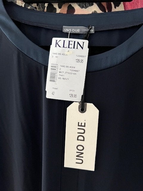 NIEUW UNO DUE tuniek jurk travelstof 42 navy, UNO DUE, Maat 42/44 (L), Nieuw, Knielengte