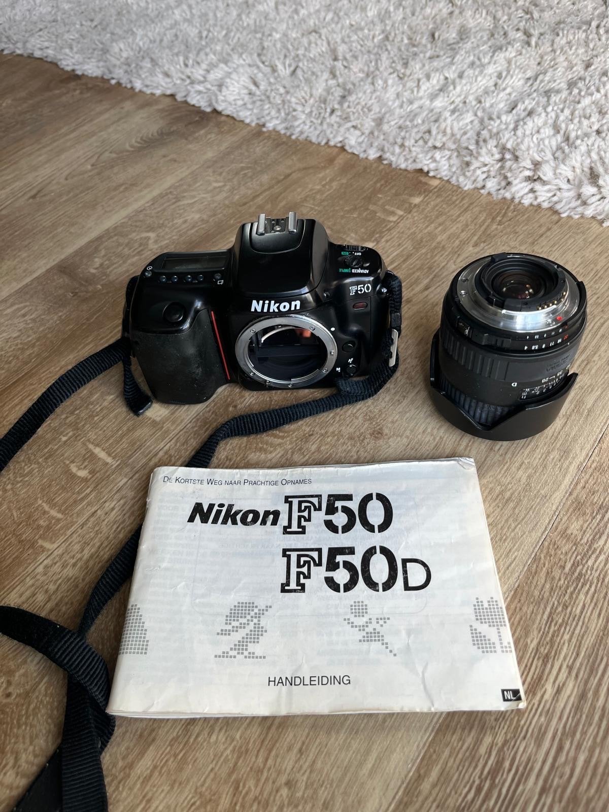 Nikon F50 Spiegelreflexcamera met lens en handleiding, Audio, Tv en Foto, Ophalen of Verzenden, Gebruikt, Spiegelreflex, Canon