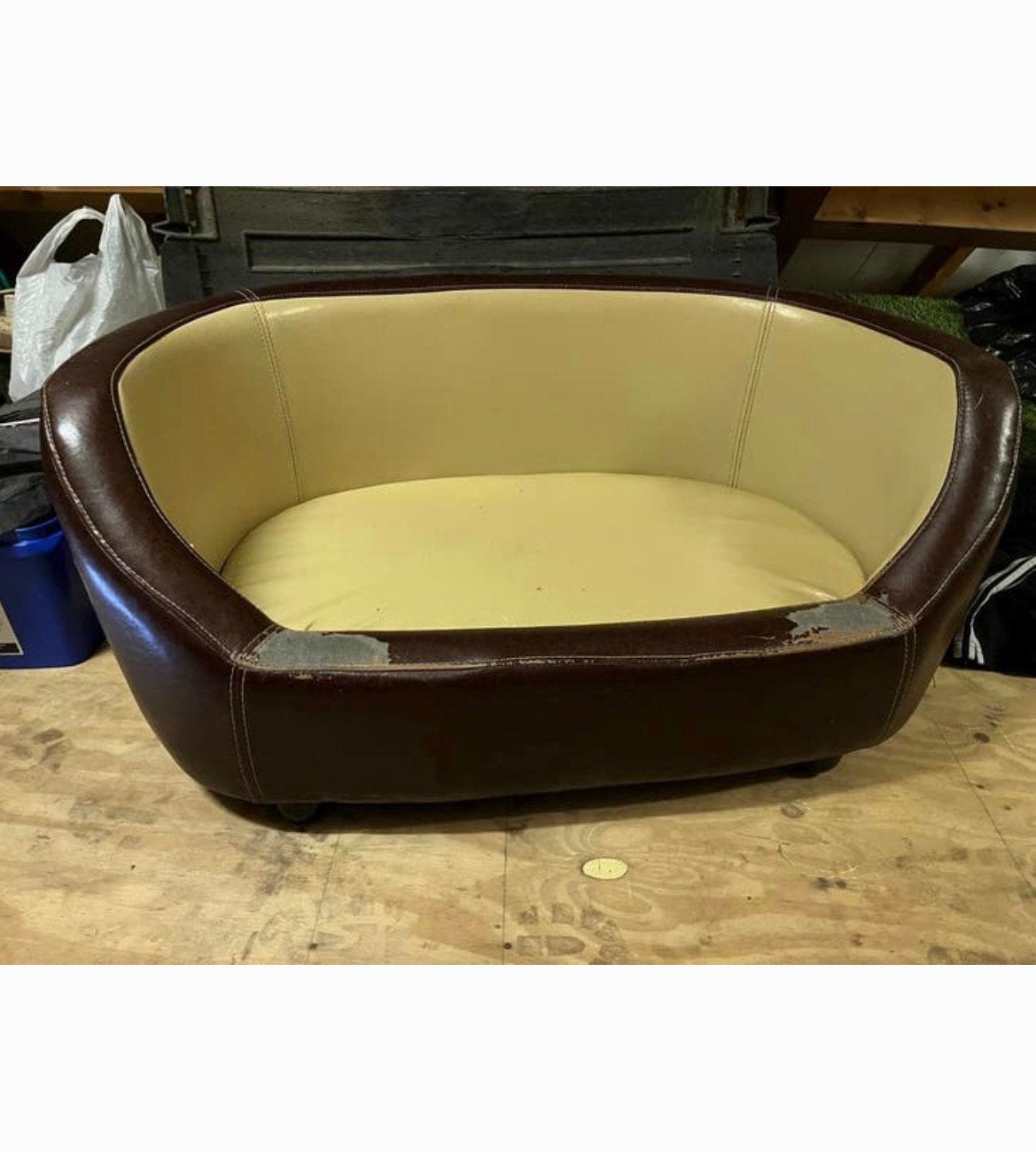 Dogbed honden mand oxford I leer chestnut/bruin Large, Ophalen, Gebruikt, Leer