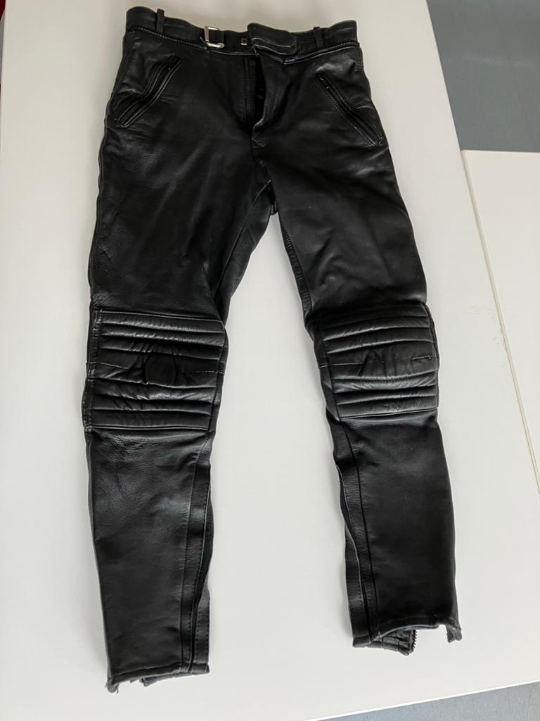 Vintage Schuh leren motorpak dames - jas mt 52, broek mt 40, Ophalen of Verzenden, Tweedehands, Dames, Jas | leer