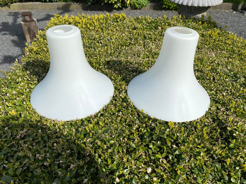 Glazen lampenkap, Ophalen, 25 tot 50 cm, Wit, Rond