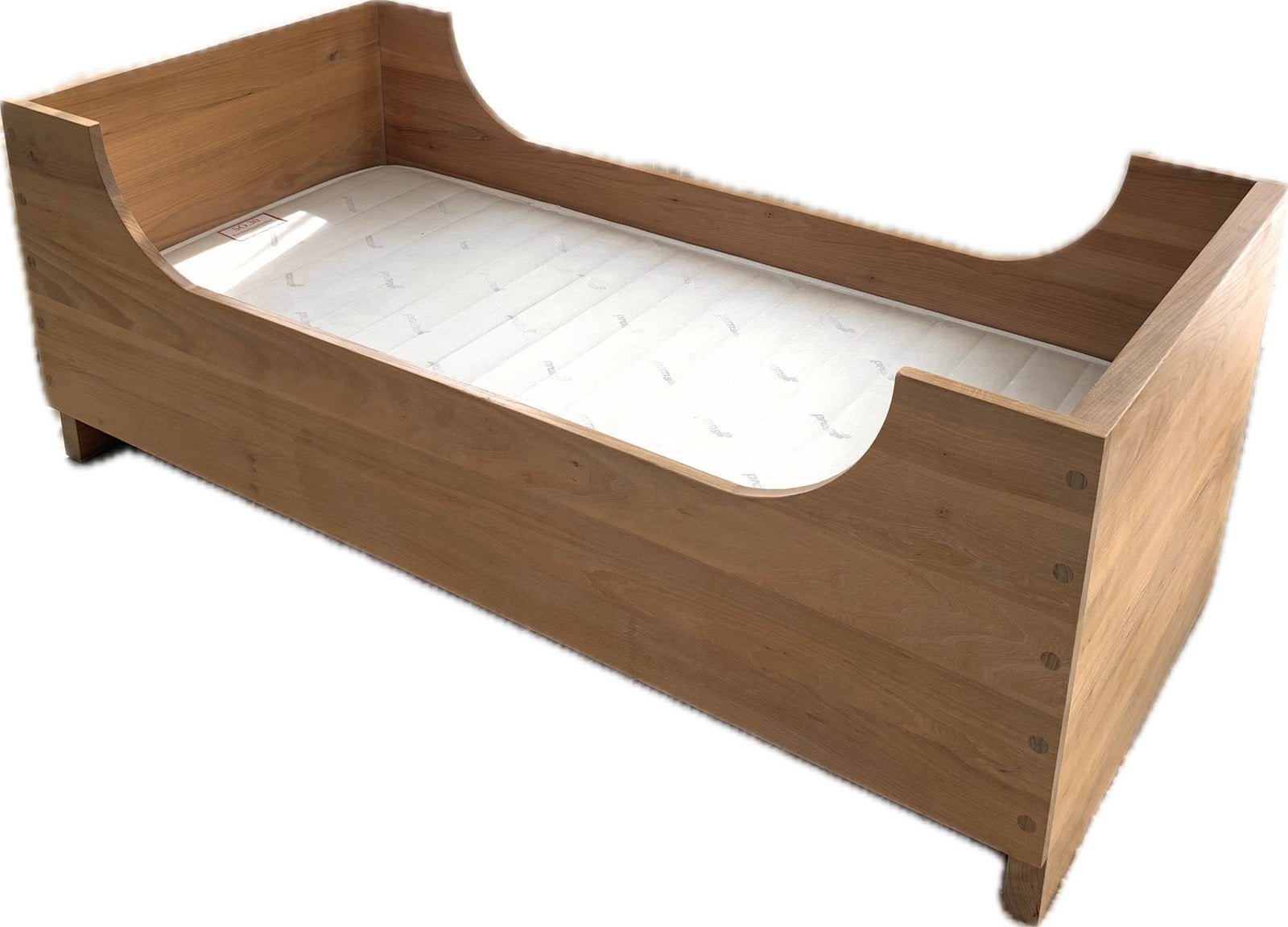 Massief eikenhouten kinderbed (150x70), Ophalen, 70 tot 85 cm, Zo goed als nieuw, Matras
