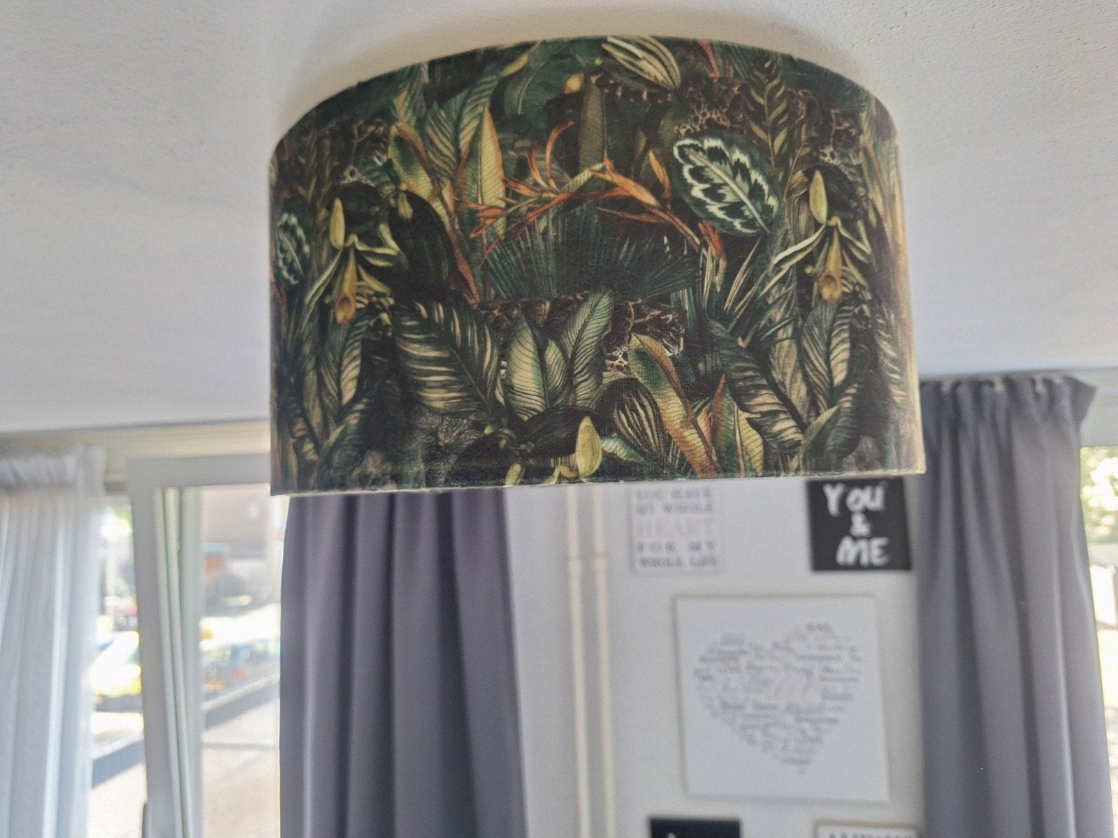 Leuke Plafondlamp met Jungle Print, Meerkleurig, Textiel, Ophalen of Verzenden, Zo goed als nieuw