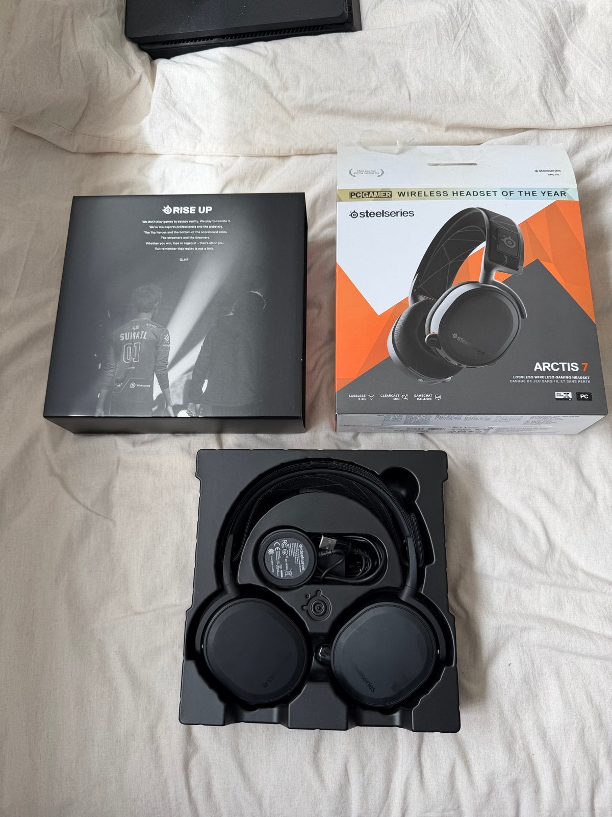 Steelseries Arctis 7 Draadloze Gaming Headset, Overige merken, Ophalen of Verzenden, Zo goed als nieuw, Over oor (circumaural)