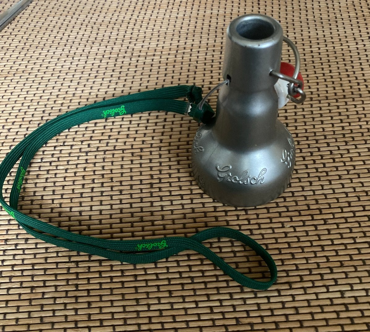 Grolsch flesopzet om over een blikje te plaatsen met koord, Verzamelen, Biermerken, Ophalen of Verzenden, Gebruikt, Flesopener