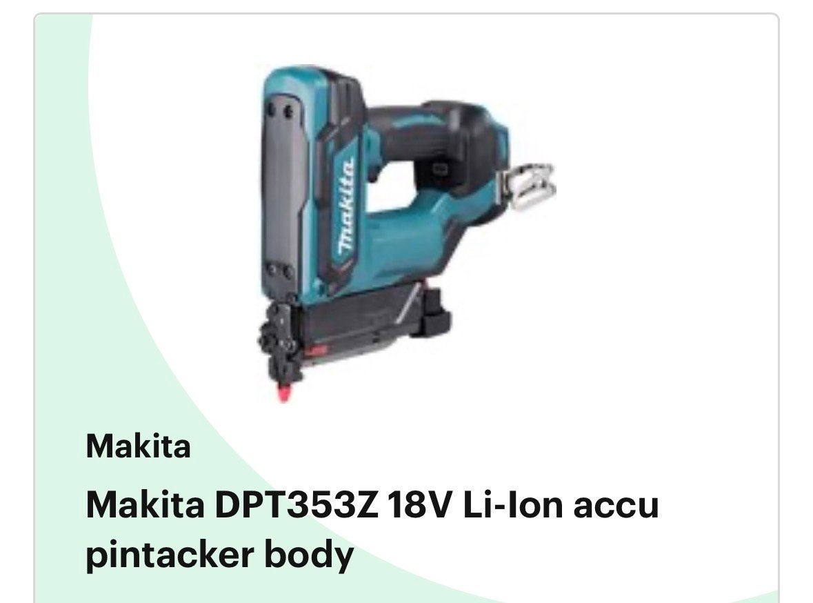 Makita DPT353Z 18V Li-ion accu pintacker body, Ophalen of Verzenden, Zo goed als nieuw, Tacker/nietmachine, Makita