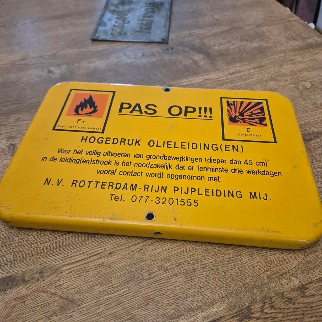 Rotterdam-Rijn Pijpleiding Olieleiding Waarschuwings, Verzamelen, Merken en Reclamevoorwerpen, Ophalen of Verzenden