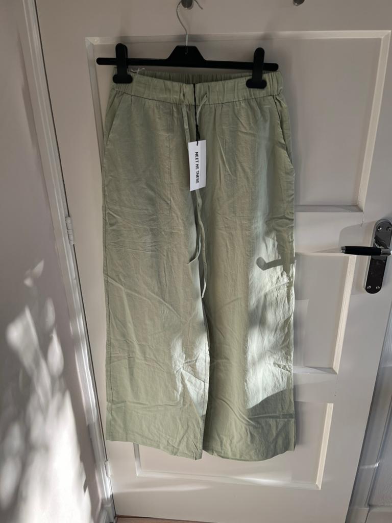 Linnen broek van meet me there, Kleding | Heren, Broeken en Pantalons, Ophalen of Verzenden, Zo goed als nieuw, Groen