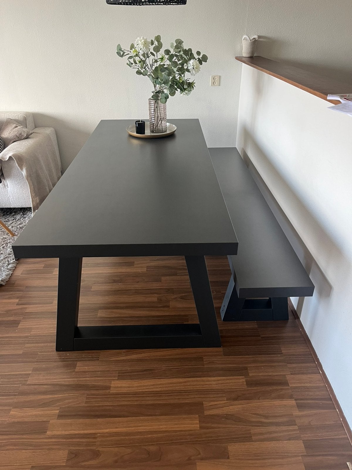 Eettafel met eettafelbankje, Ophalen, 200 cm of meer, 50 tot 100 cm, Zo goed als nieuw