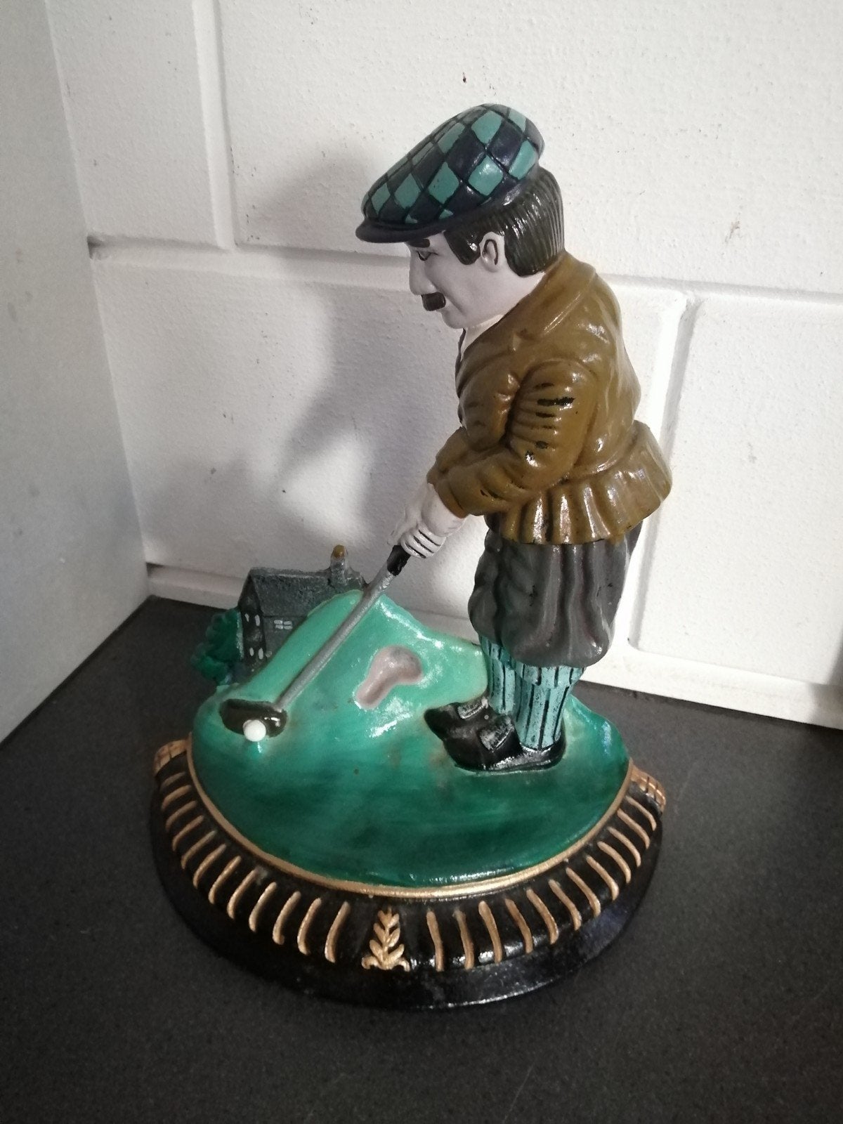 Oude zware gietijzeren deur stopper golf 30x24 cm topstaat, Ophalen of Verzenden