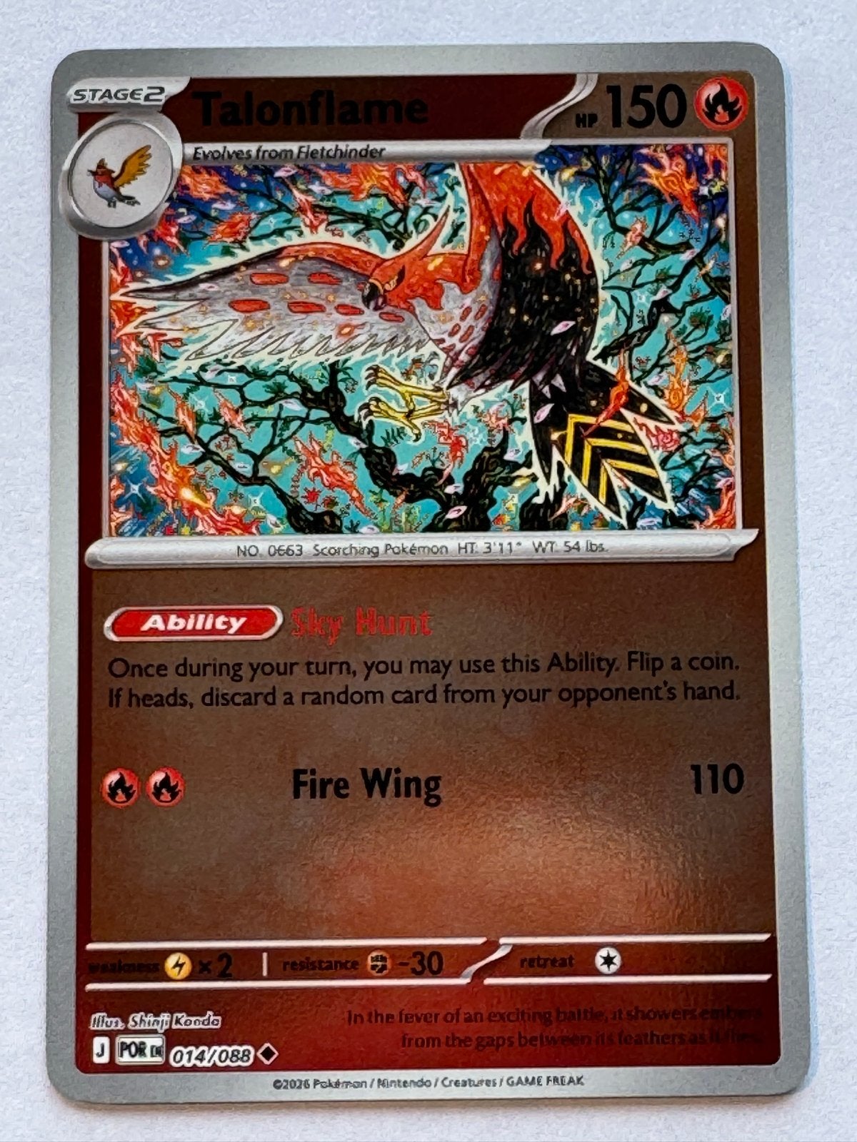 Pokémon Kaart Talonflame 014/088 - Reverse Holo, Ophalen of Verzenden, Nieuw, Losse kaart