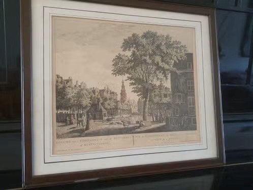 munttoren Koningsplein 1783 ingekleurd Pieter Fouquet, Antiek en Kunst, Ophalen