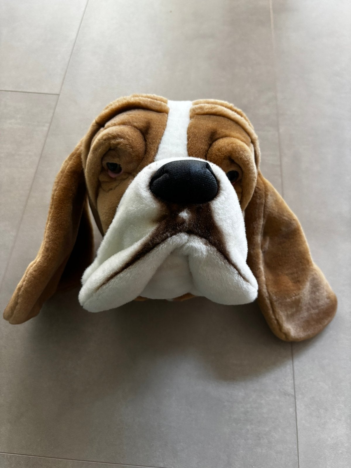 Beagle pluche dierenkop hondenkop BiBiB knuffelbeest knuffel, Overige merken, Overige karakters, Middelgroot (20 tot 80 cm), Beige