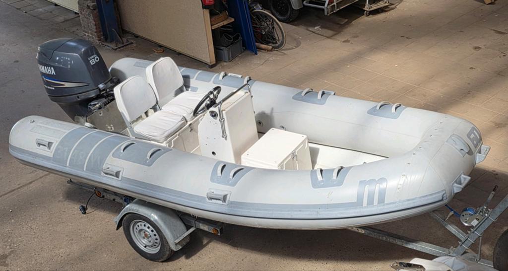 Marshall M60 Hypalon RIB met 80pk Yamaha en trailer, Ophalen of Verzenden, Buitenboordmotor, Yamaha