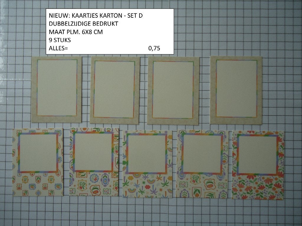 ⚠️nu 0,50: kaartjes karton set D  ( alleen verzenden, Hobby en Vrije tijd, Ophalen, Nieuw, Papier of Karton, Overige merken