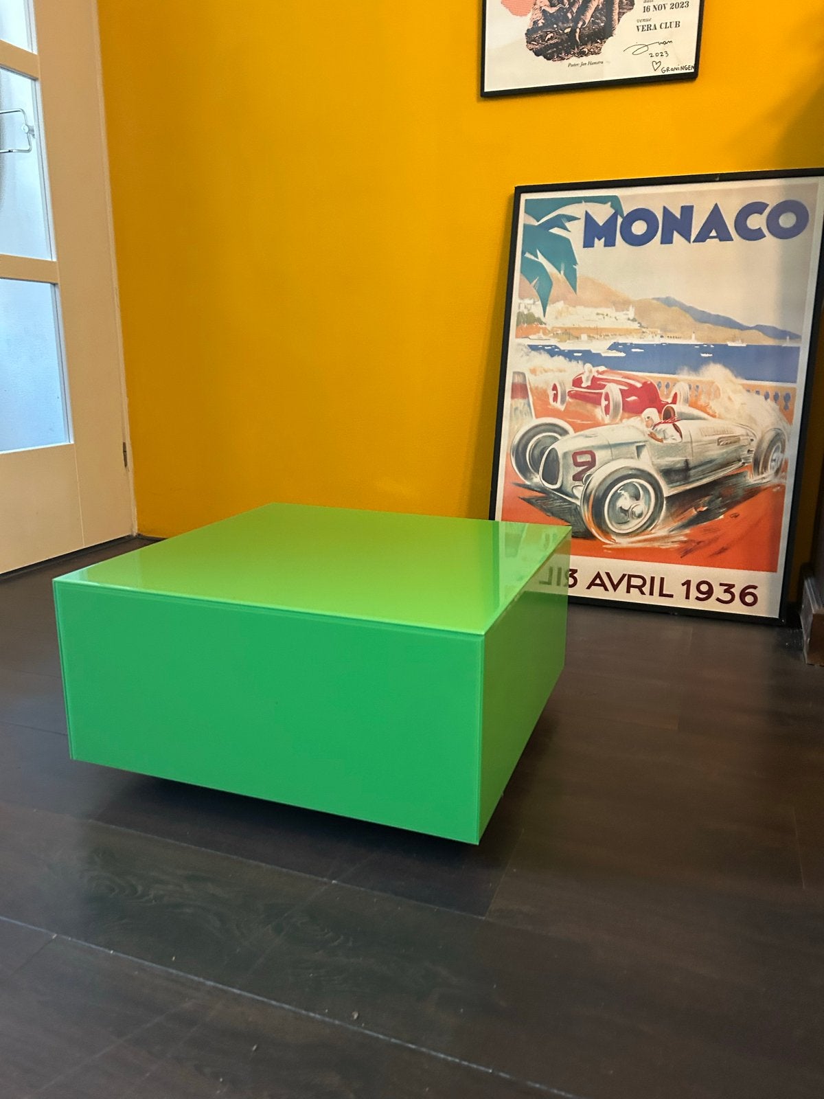 HKLiving glazen blok salontafel - Groen, Huis en Inrichting, Ophalen, 50 tot 100 cm, Vierkant, 50 tot 100 cm