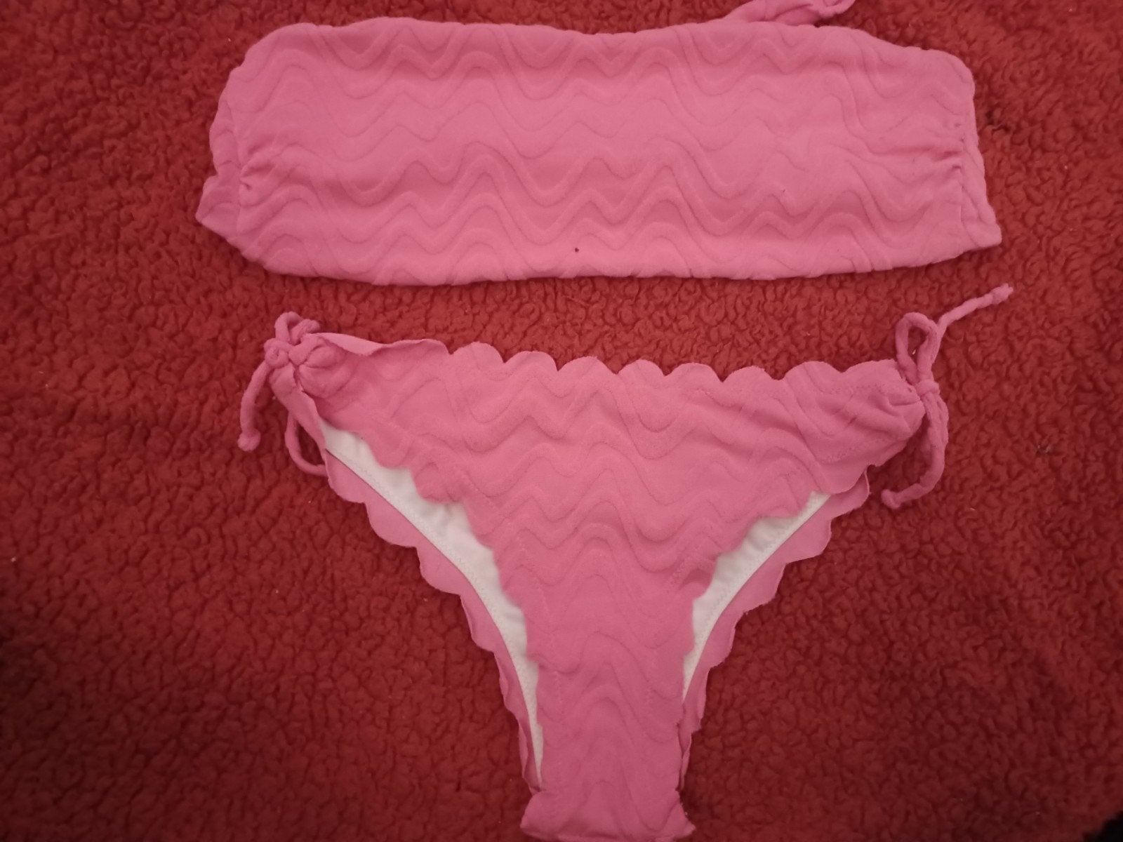 Roze bikini met bandeau top en strikjes maat l, Kleding | Dames, Ophalen of Verzenden, Zo goed als nieuw, Roze, Bikini