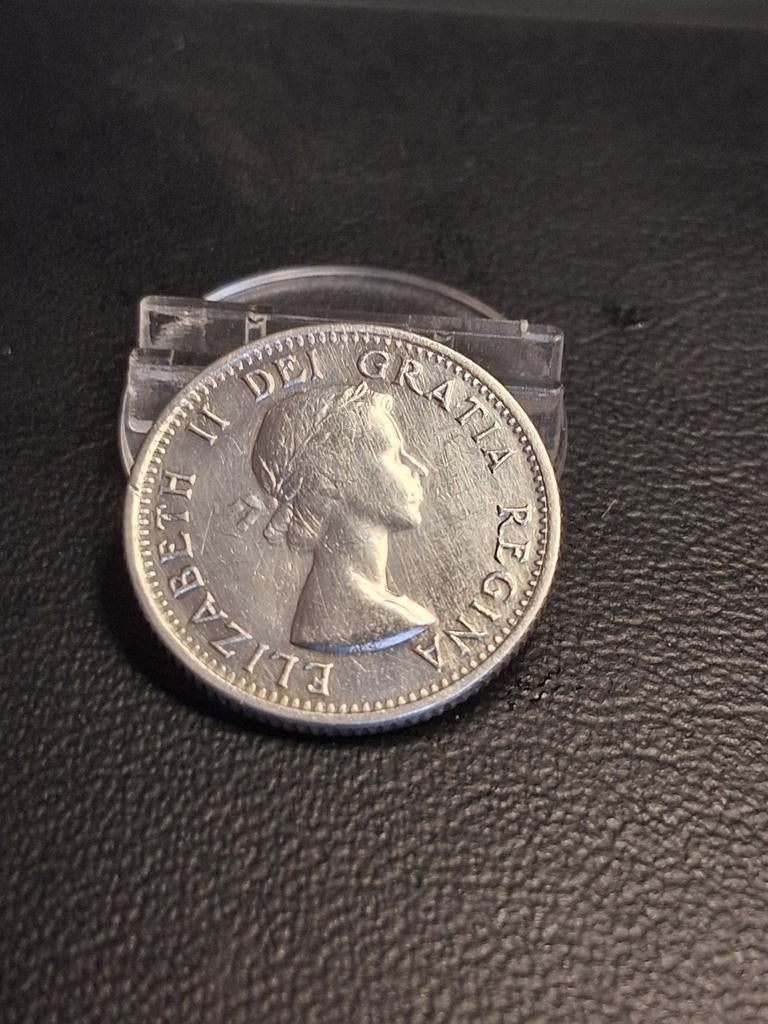 Zilveren Canadese 10 Cent Munt 1953 Elizabeth II, Ophalen of Verzenden, Losse munt, Zilver
