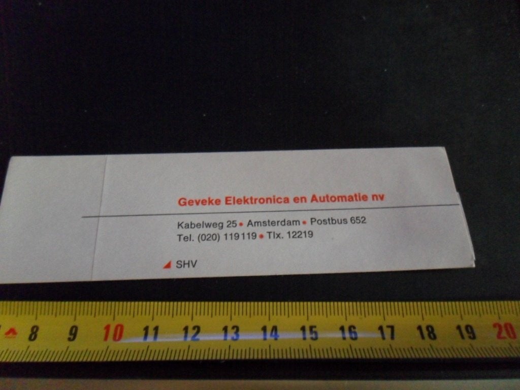 sticker Amsterdam GEVEKE Elektronica en Automatie nv, Ophalen, Zo goed als nieuw