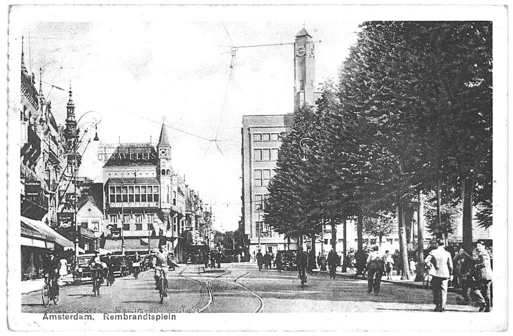 700489	Amsterdam	Rembrandtsplein	1931	Zegel gedeeltelijk ver, Ophalen of Verzenden, 1920 tot 1940, Gelopen, Noord-Holland