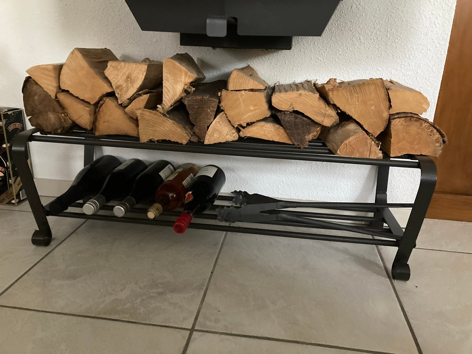 Hout/ wijn rek, Ophalen, Zo goed als nieuw, Metaal, 15 tot 25 flessen