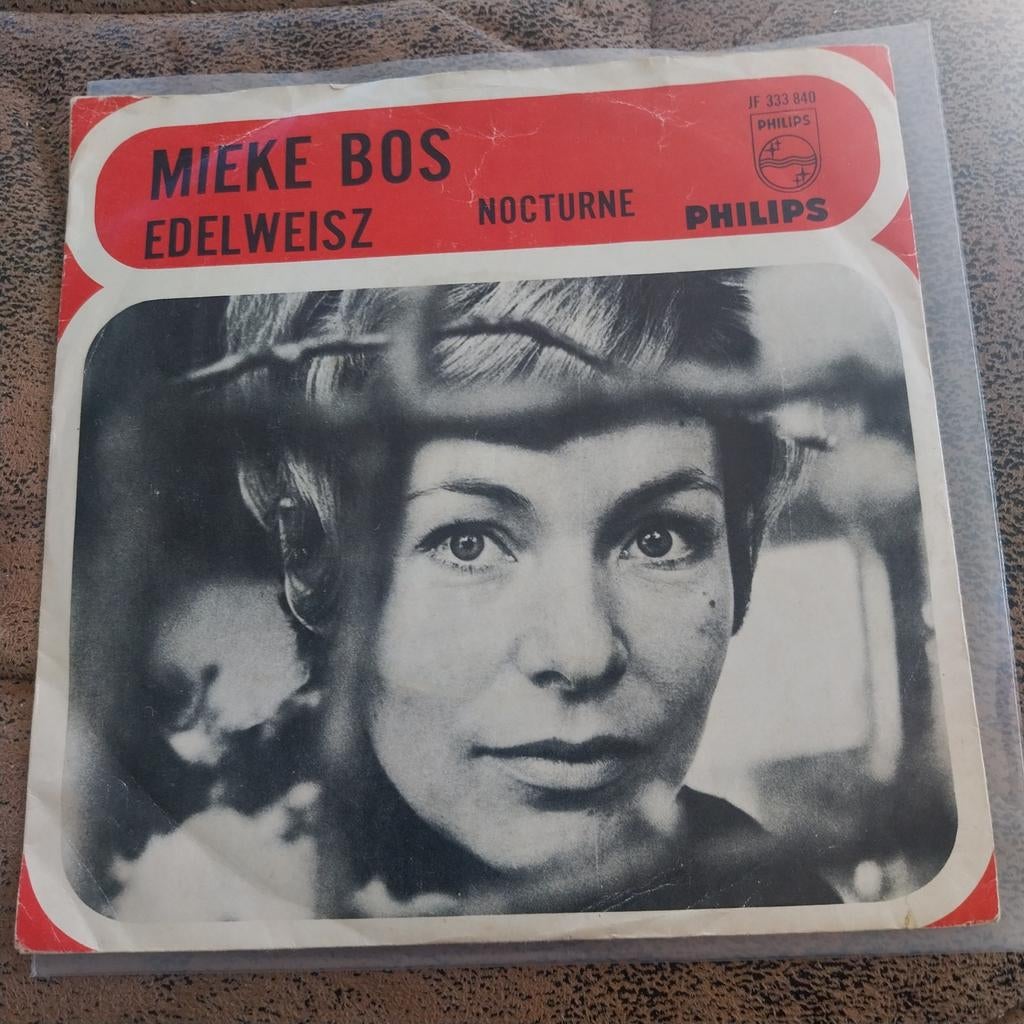 Mieke Bos - Edelweiss / Nocturne (Single, Philips), Gebruikt, Fotohoes, 7 inch, Single