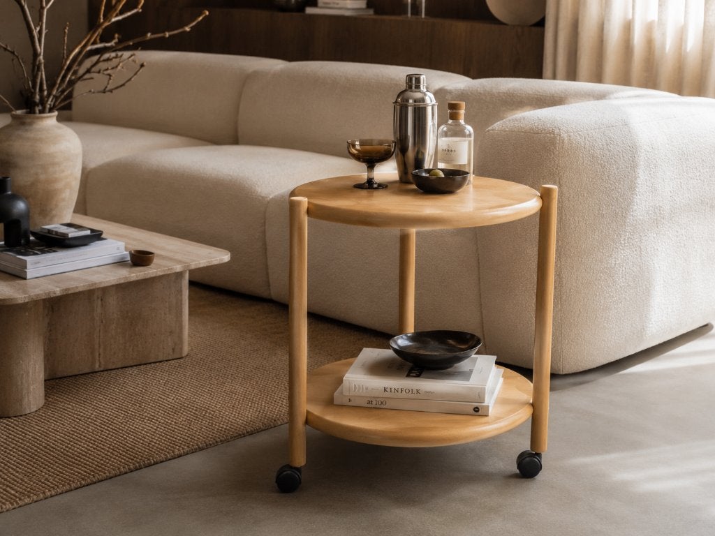 Deens Design Esdoorn serveerwagen trolley, Ophalen, Zo goed als nieuw