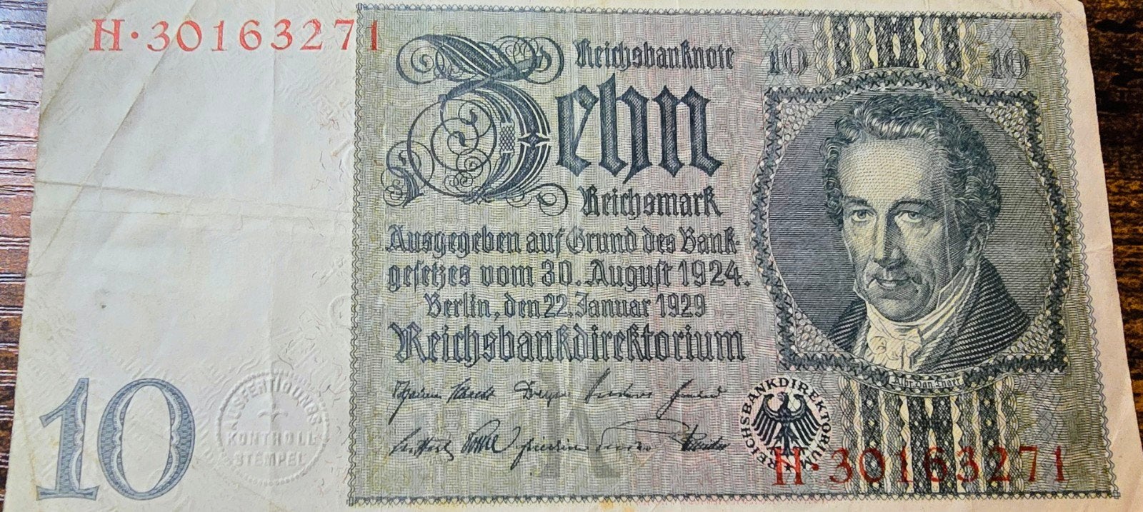 Duitsland 10 Reichsmark 1929 - Zeldzaam bankbiljet, Ophalen of Verzenden