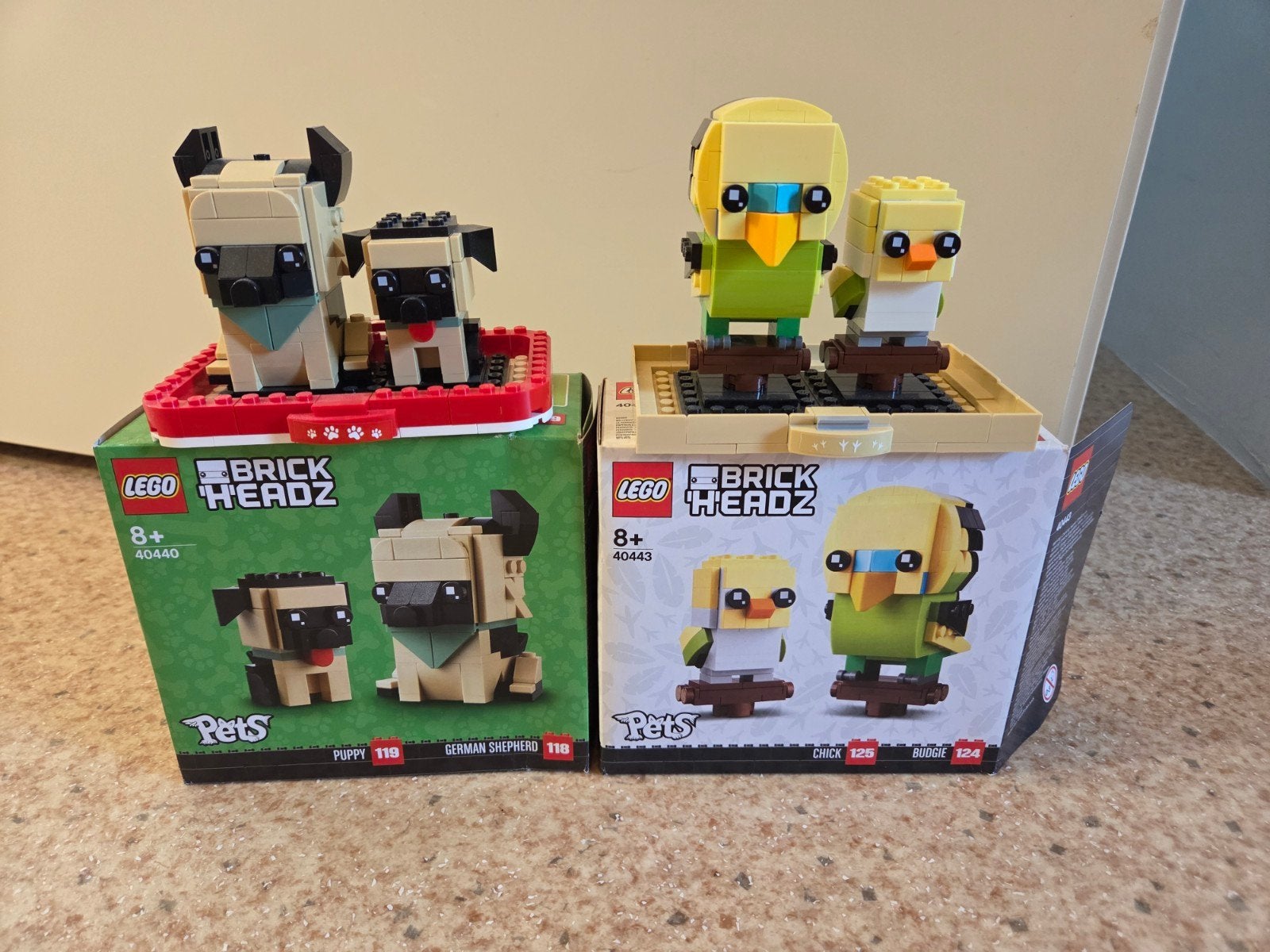 LEGO BrickHeadz Huisdieren: Puppy, Herder, Kuiken, Parkiet, BrickHeadz, Lego, Compleet, Ophalen of Verzenden