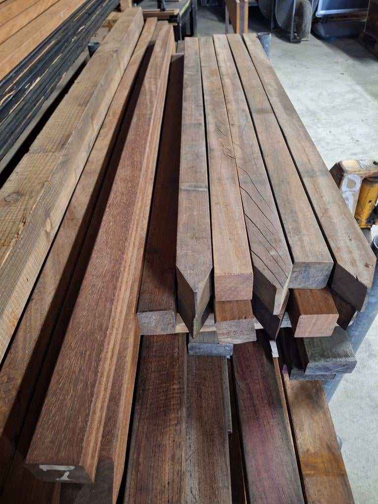 Azobe palen 60x60 mm geschaafd, Tuin en Terras, Ophalen, Nieuw, Hout