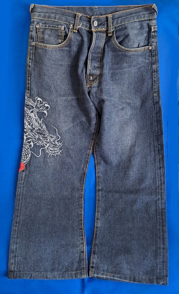 Vintage Evisu spijkerbroek., Kleding | Heren, Evisu International, Blauw, W32 (confectie 46) of kleiner, Ophalen of Verzenden