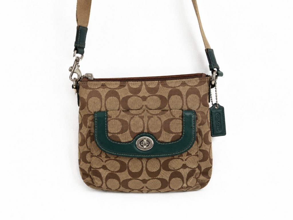 Vintage coach y2k tas groen bruin, Ophalen of Verzenden, Zo goed als nieuw, Bruin, Handtas
